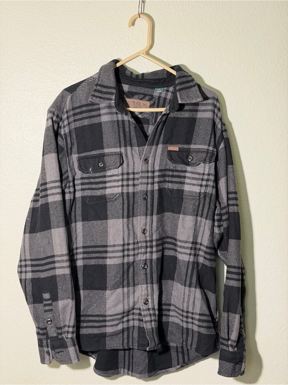 Orvis Big Bear Heavyweight Double Brushed Flannel Button-Down Shirt Jacket Large